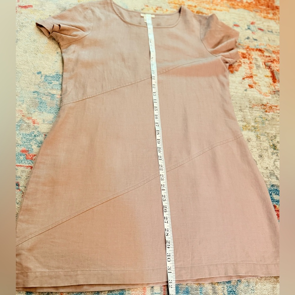 J.Jill Women 100% Linen Mini Dress color Mauve size SP short sleeve - Picture 7 of 7